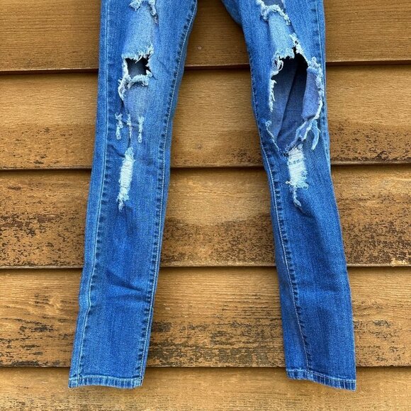 VIP Jeans Skinny Distressed Blue Stretch - Picture 3 of 12